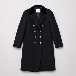 SANDRO Offy Double Breasted Long Coat